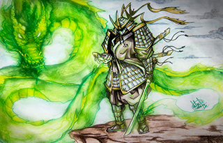 Samurai Jade Warrior Dragon Traditional Art